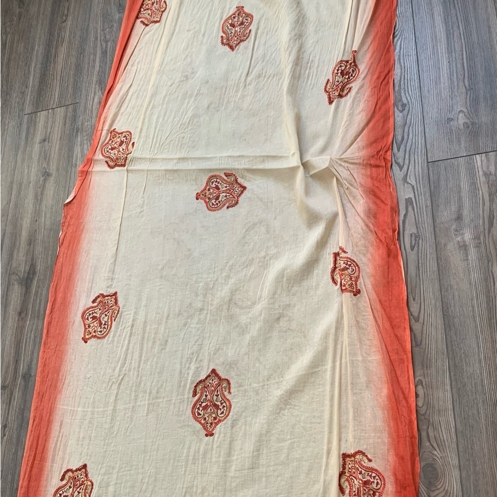 Orange and Cream Patterned scarf